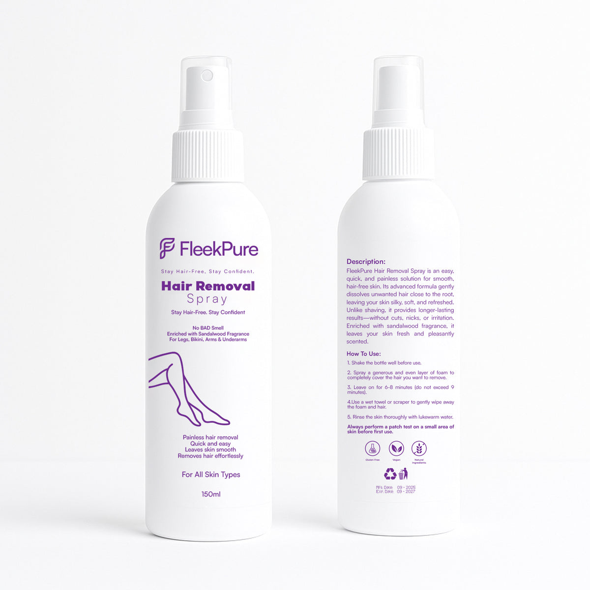 FleekPure Hair Removal Spray - Painless Full Body Solution